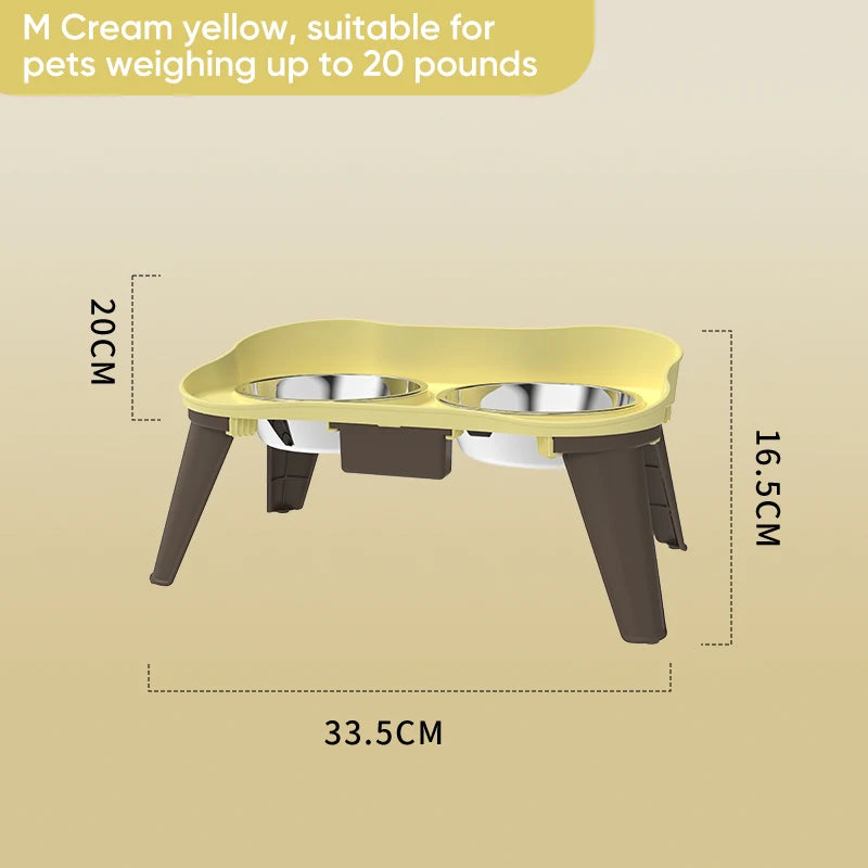 Superdesign Rimmed Table Pet Bowl Stainless Steel Elevated Neck Protection