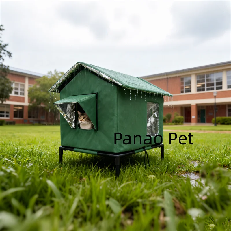 Winter Elevated Pet House-Bed Moisture-Proof Design Cat House Weatherproof for Indoor or Outdoor Use Fits Small or Medium Pets