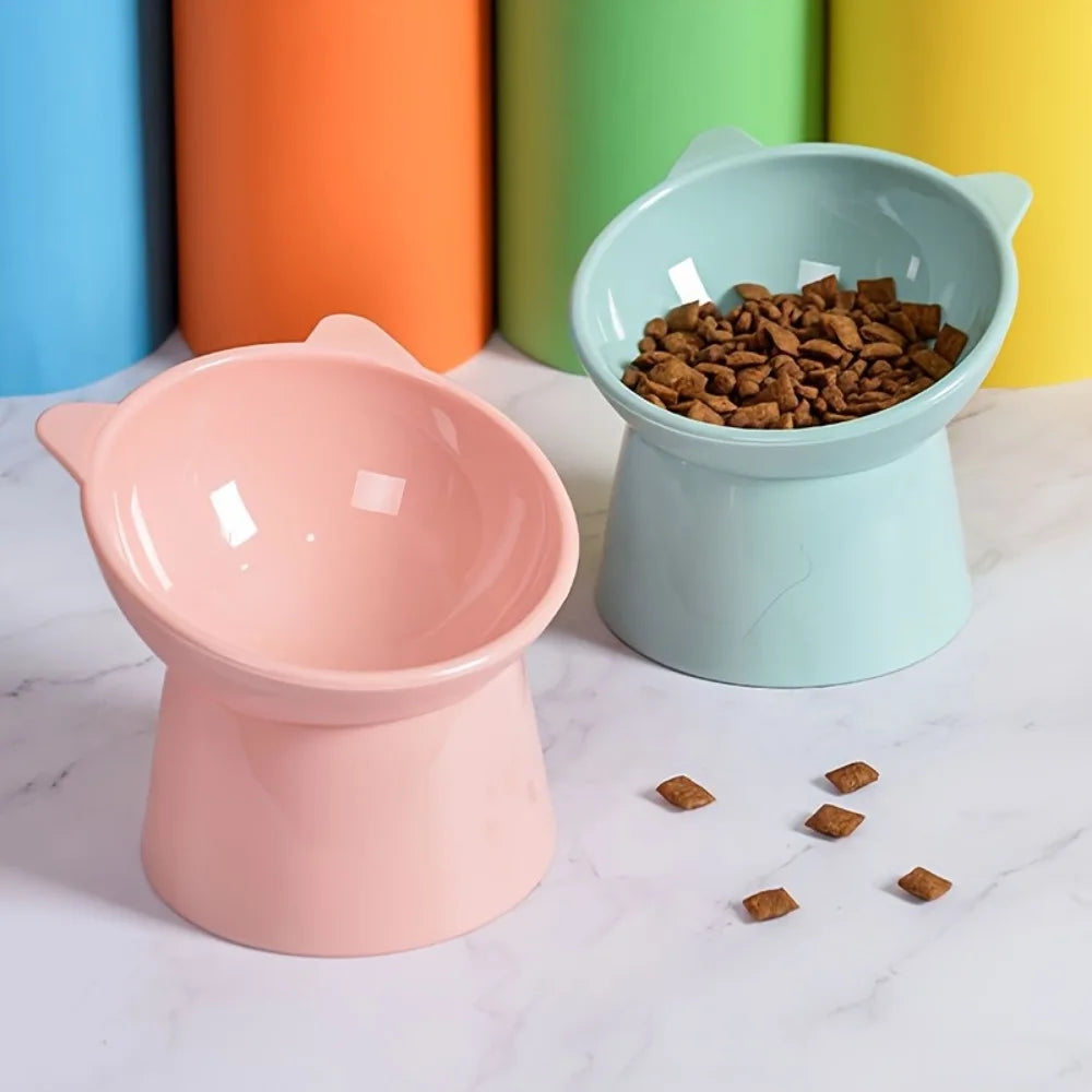 DIAMRI Cat Ear Elevated Bowls Set With Anti Slip Base