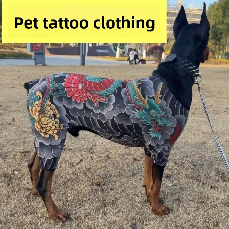 Dog Tattoo Print Shirt For Pets Four Seasons Dog Apparel