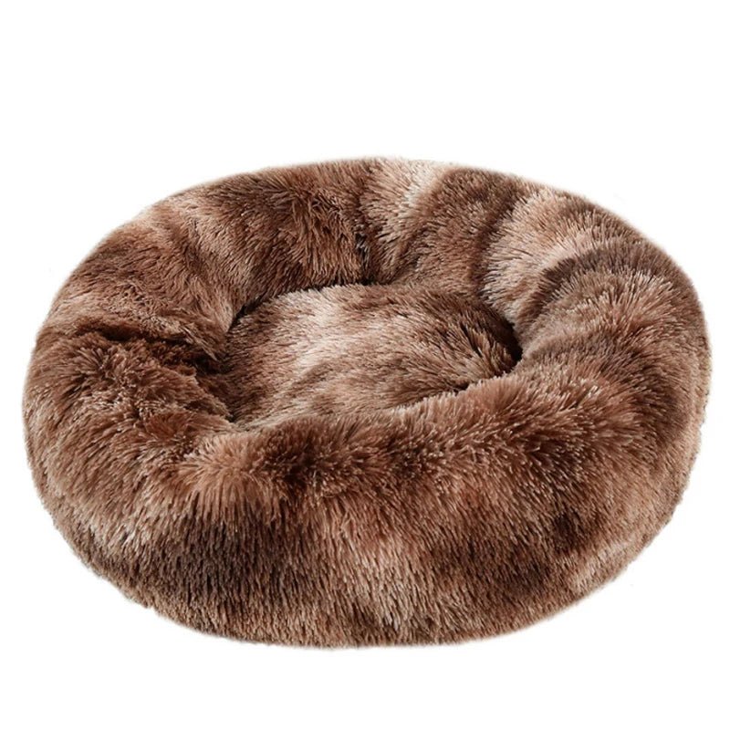 Winter Warm Round Plush Pet Bed For Dogs And Felines
