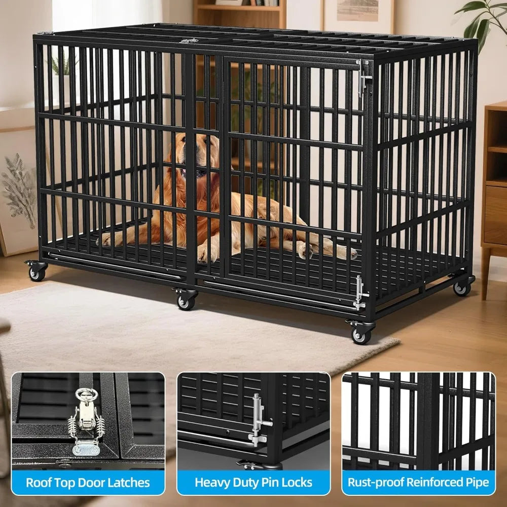 Hign-concerned Heavy Duty Dog Crate With Double Doors