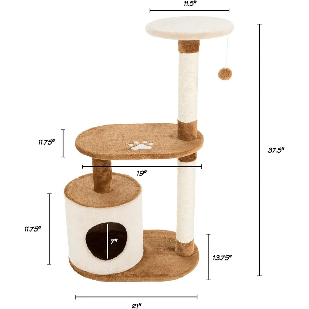 PetMaker Cat Tree Condo 3 Tier With Scratching Posts