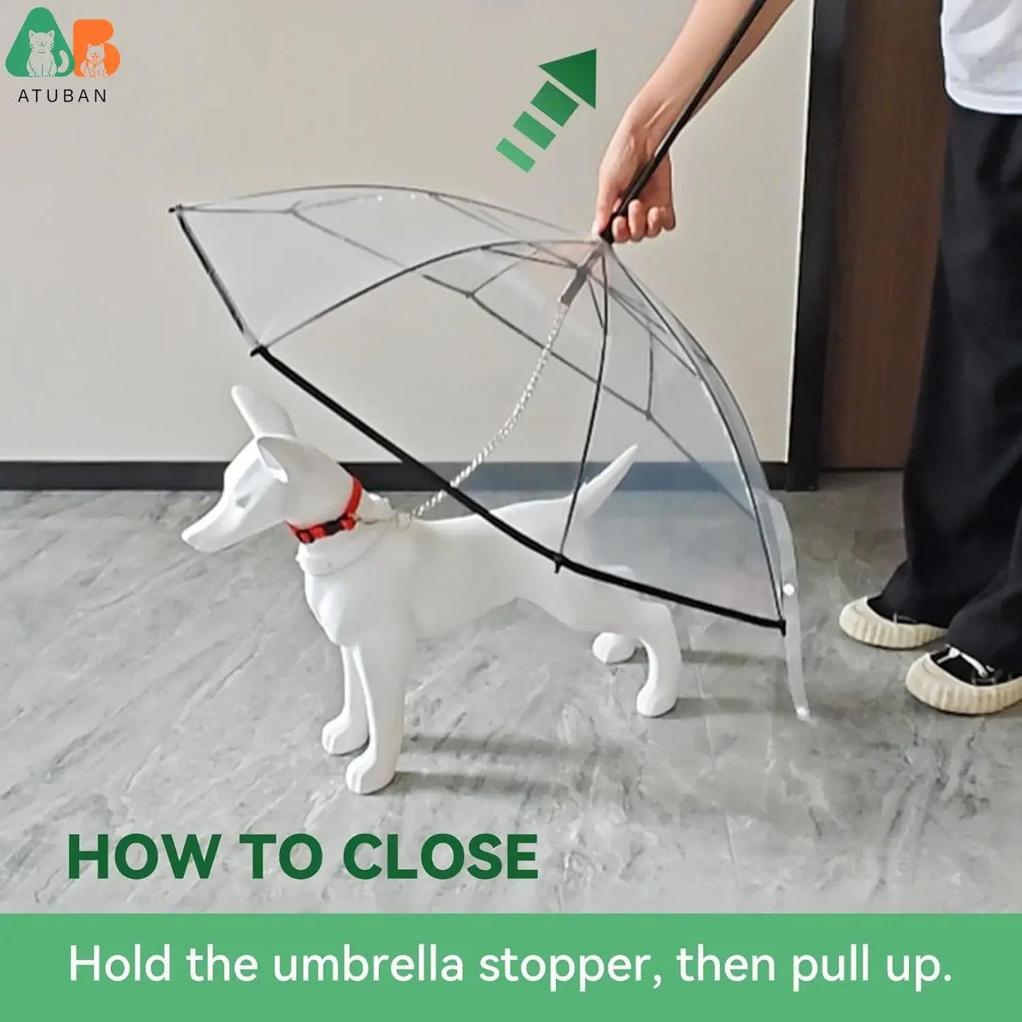 ATUBAN Dog Umbrella With Leash For Small Pets Rain Gear