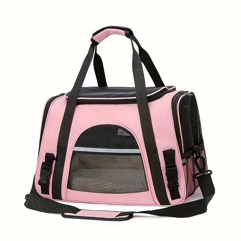 Portable Cat Bags Soft-Sided Pet Carrying Four-Sided Breathable Carrier Bags with Fur Pad Cats Handbag Travel Bag Transport Bag