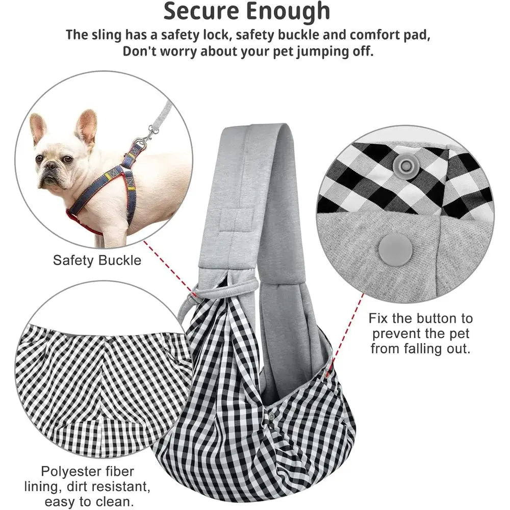 Dog and Cat Sling Carrier - Hands Free Reversible Pet Papoose Bag - Soft Pouch and Tote Design - Suitable for Puppy, Small Dogs