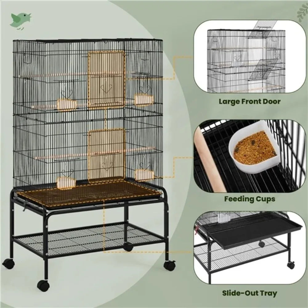 Guangdong Bird Cage With Rolling Stand For Budgies Parrots