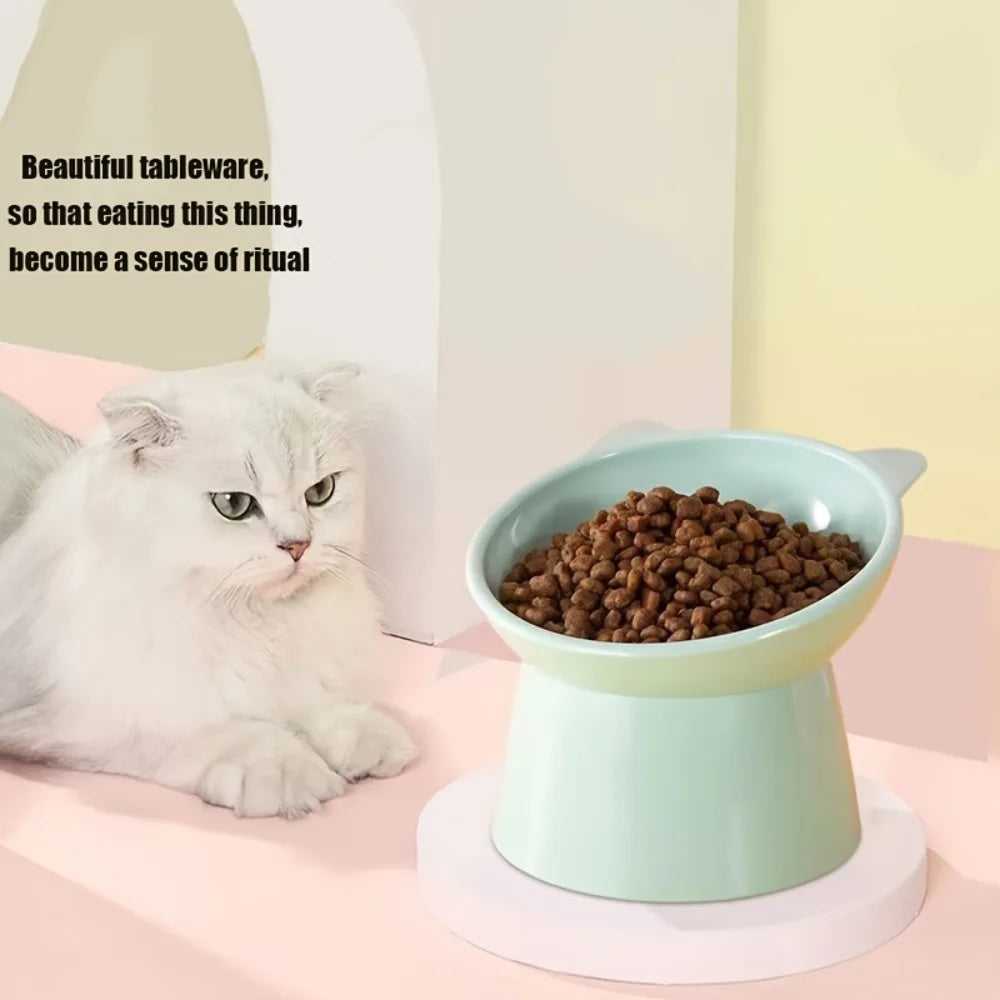 DIAMRI Cat Ear Elevated Bowls Set With Anti Slip Base