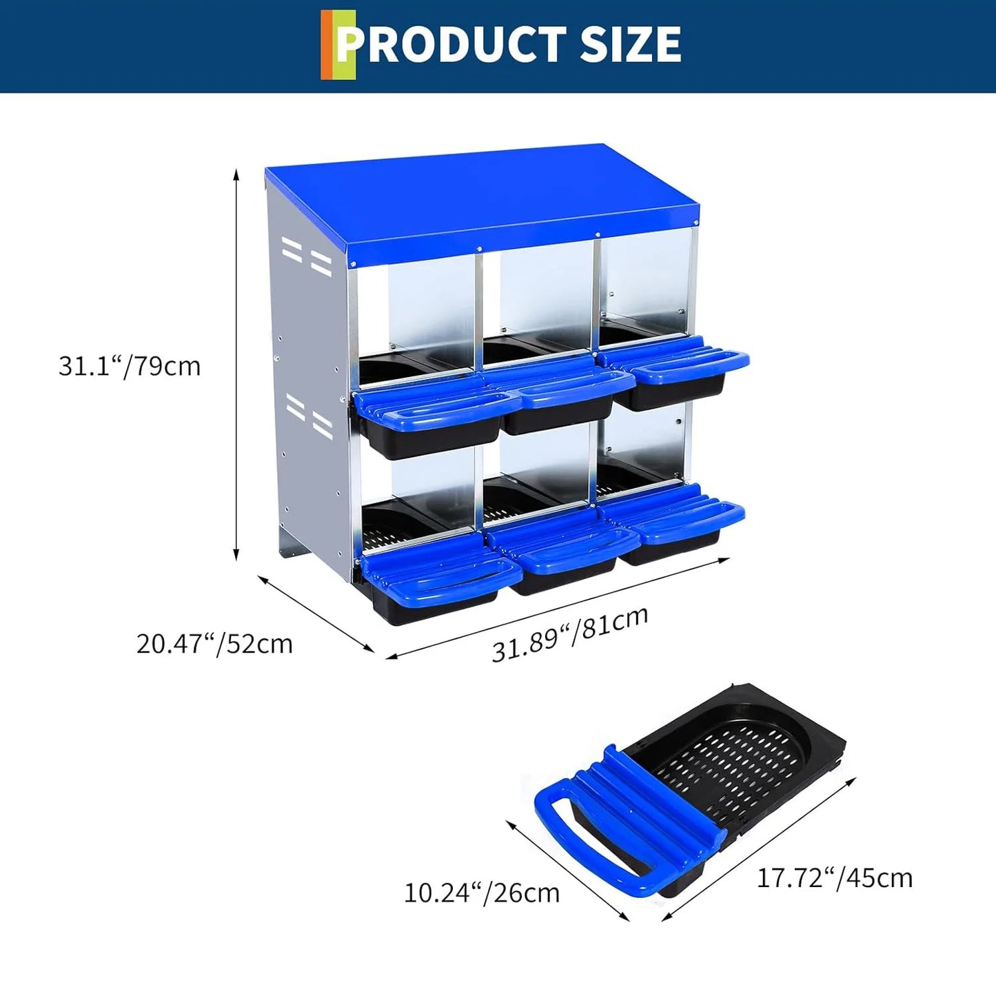 HiMISS 2 Tier Heavy Duty Metal Chicken Nesting Box Compartments