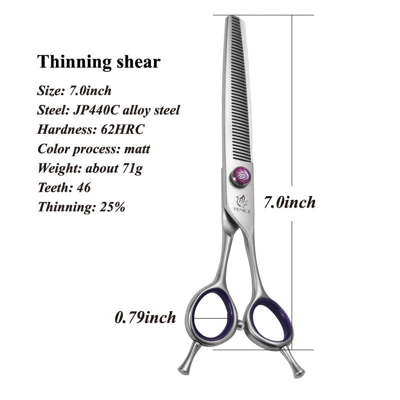Fenice 7.0/8.0inch Professional Dog Grooming Scissors Thinning Chunker Shears JP440C Pets Dogs Groomer Tools