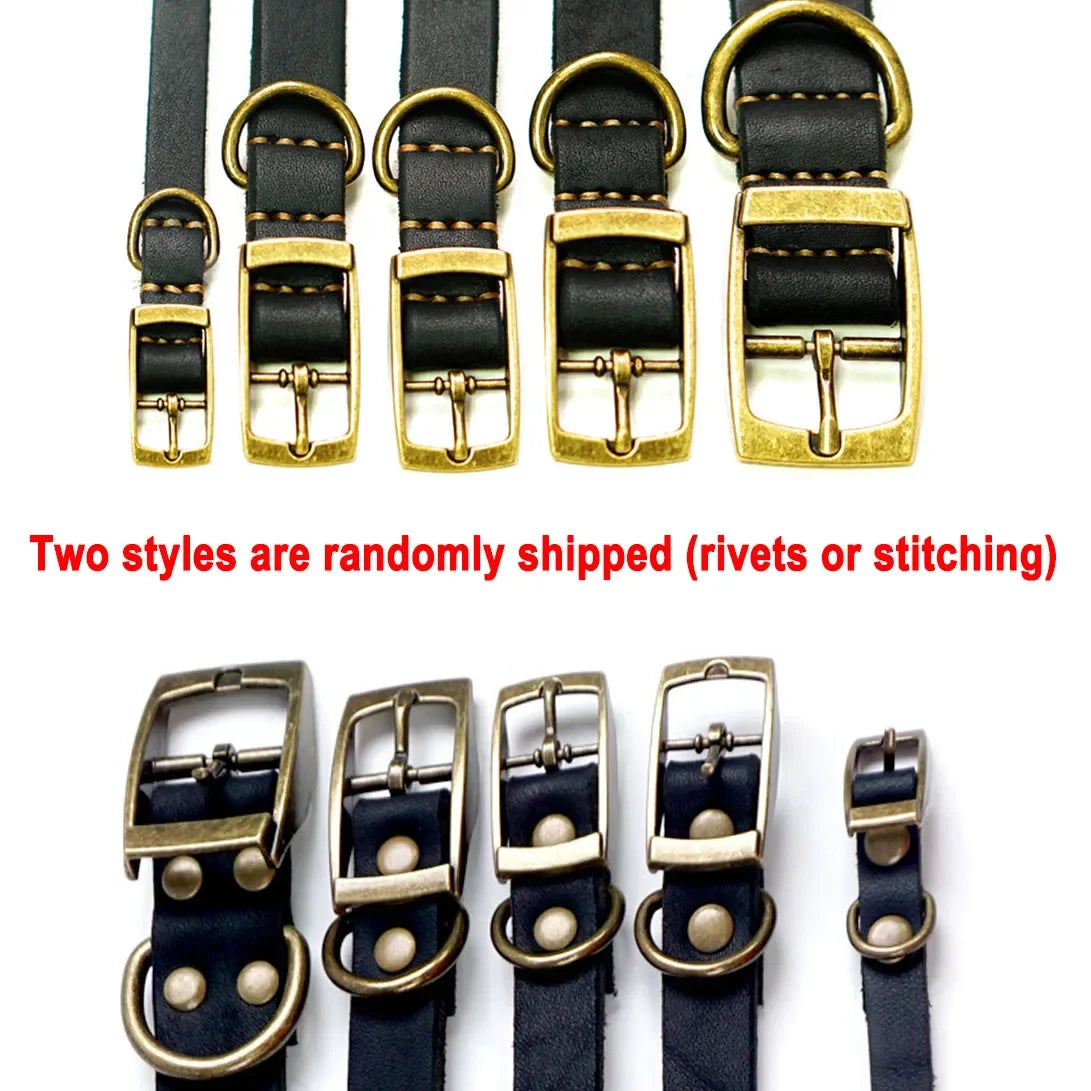Leather Dog Collar With Heavy Duty Hardware Full Grain Cowhide