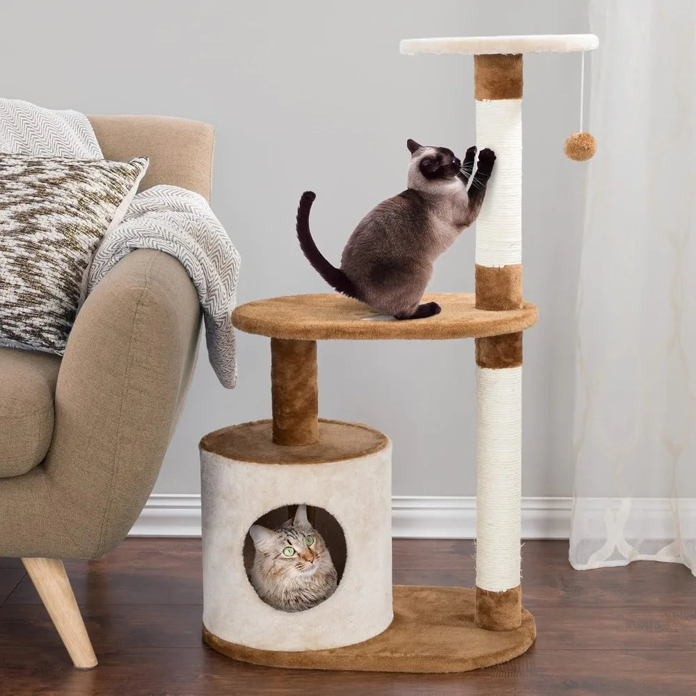 PetMaker Cat Tree Condo 3 Tier With Scratching Posts