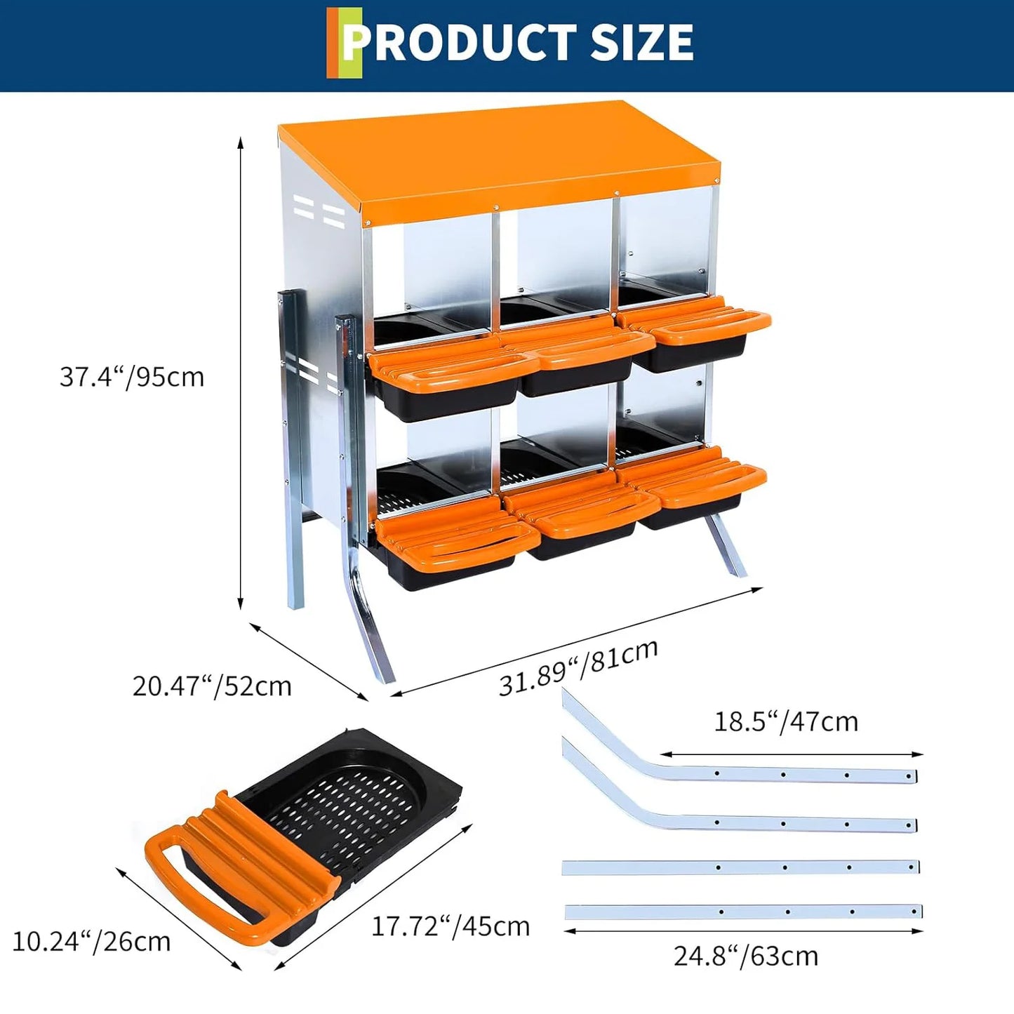 HiMISS 2 Tier Heavy Duty Metal Chicken Nesting Box Compartments