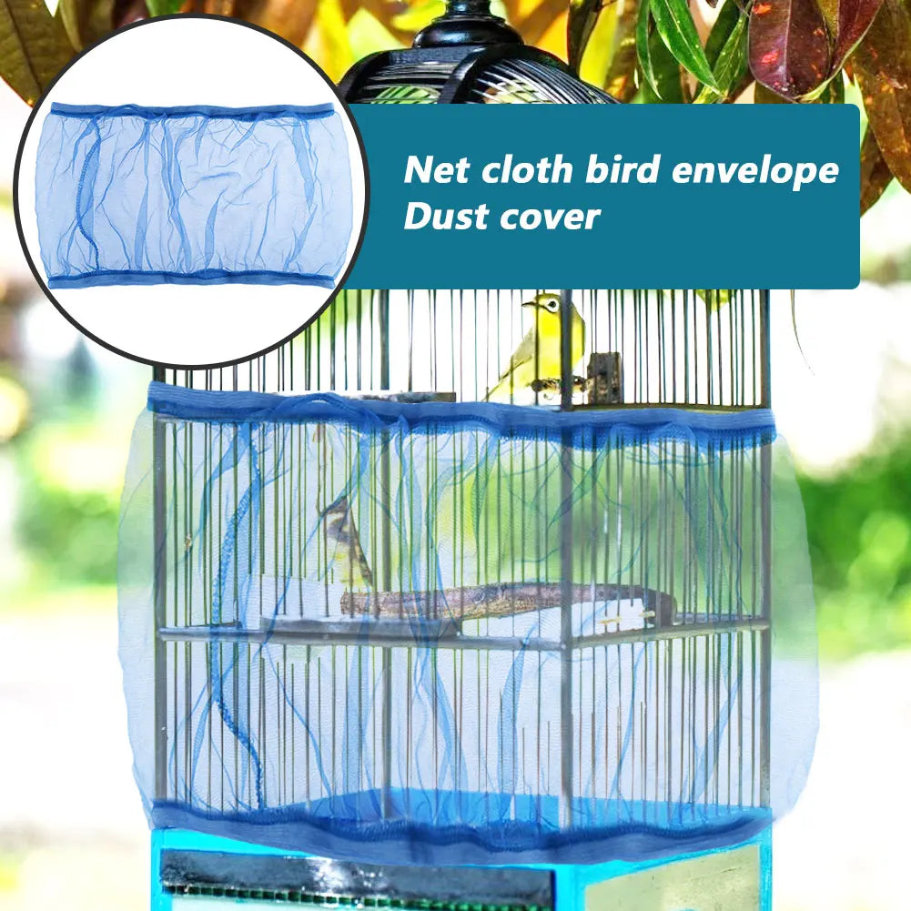 Alloet Nylon Mesh Parrot Cage Cover With Seed Catcher Guard