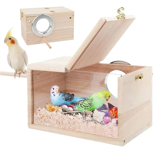 NONE Parakeet Nesting Box Transparent Breeding Box With Perch