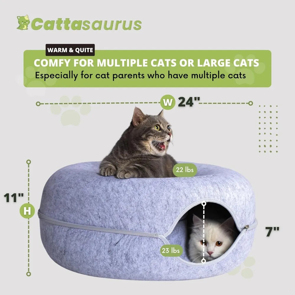 Hign-concerned Peekaboo Cat Cave Donut Bed For Large Cats