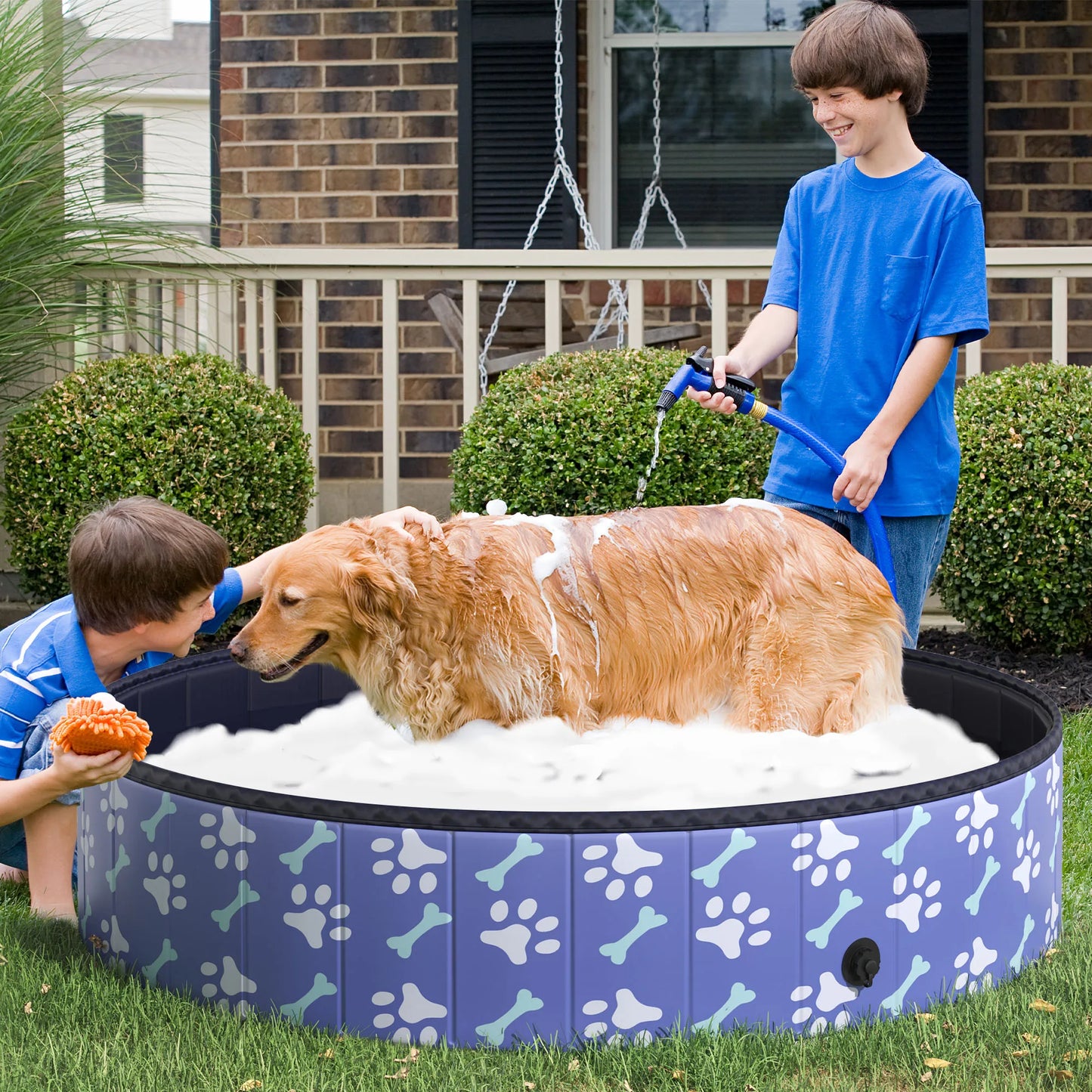 Foldable Pet Swimming Pool Portable Bathing Tub Anti Slip