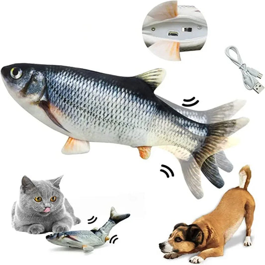 Interactive USB Fish Cat Toy Chew Bite Floppy Realistic Pet