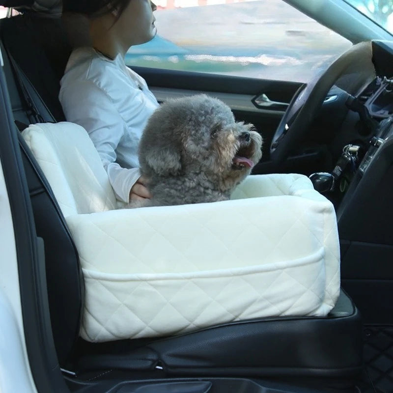 Pet Car Seat for Dogs Cat Travel Safety Bed Small Medium Pets Backseat Sofa with Clip-on Safety Belt Waterproof Basket Protector