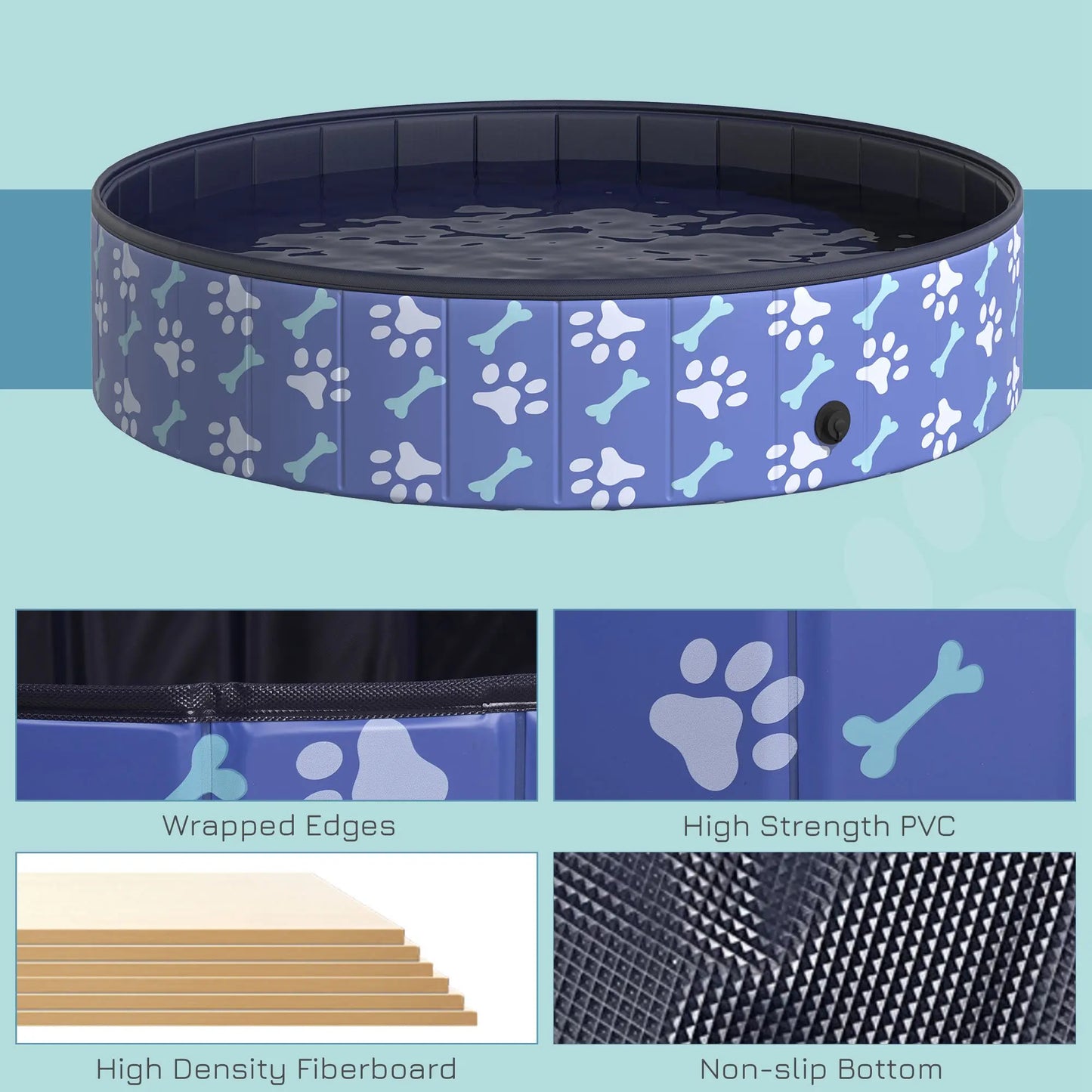 Foldable Pet Swimming Pool Portable Bathing Tub Anti Slip