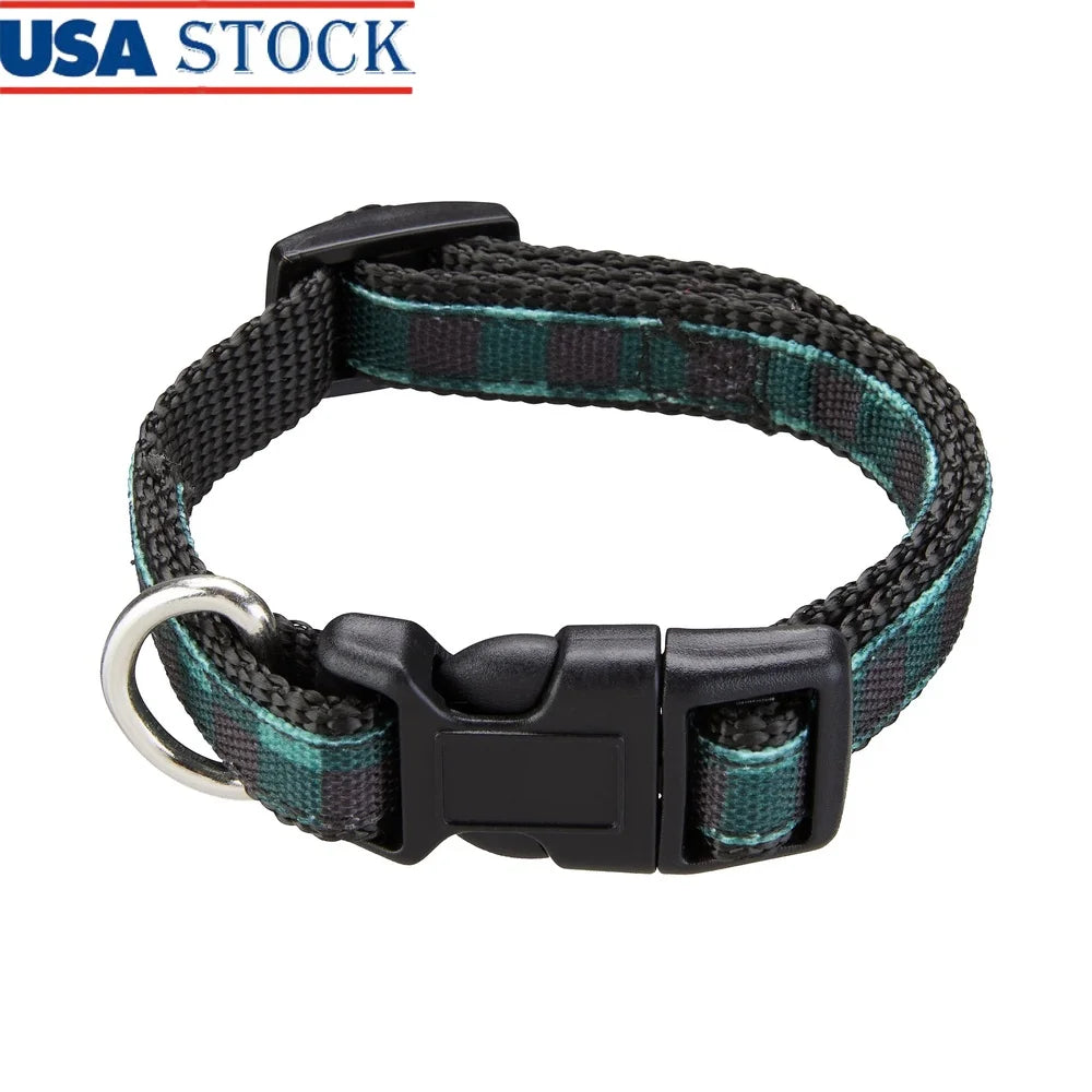 DUTRIEUX Adjustable Buffalo Check Dog Collar Quick Release