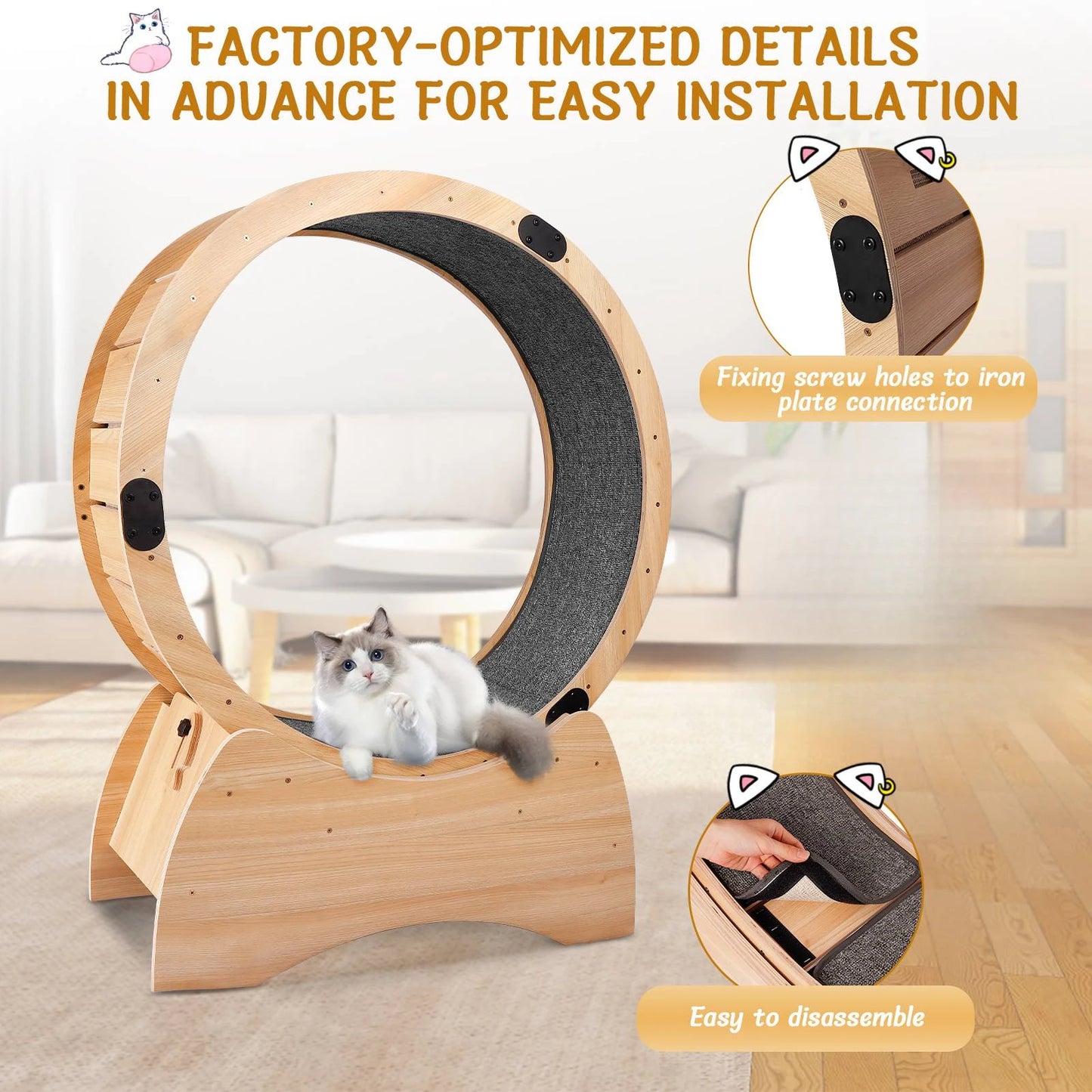 Hign Concerned Wooden Cat Treadmill And Scratching Toy