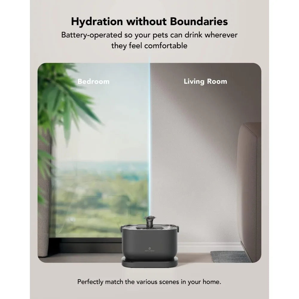 Hign-concerned Cat Water Fountain Cordless Battery Operated