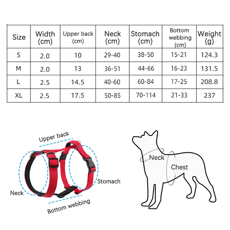 MeowVista Reflective H-Shaped Dog Harness Nylon Chest Strap
