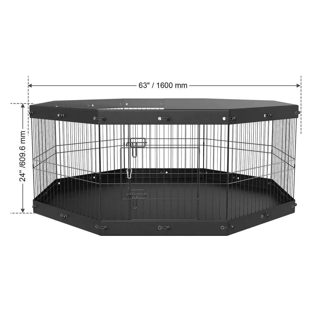 Dutrieux 8 Panel Folding Metal Dog Exercise Pen With Cover