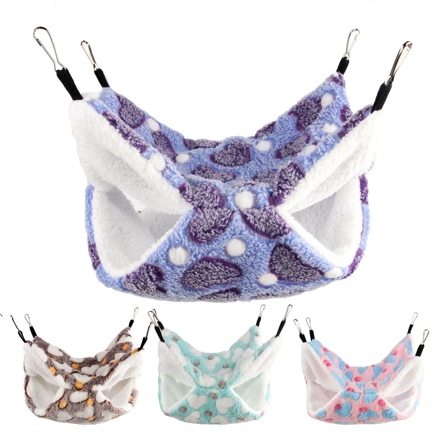 Hamster Guinea Pig Hammock Nest Double Layer Fleece Cage Accessory