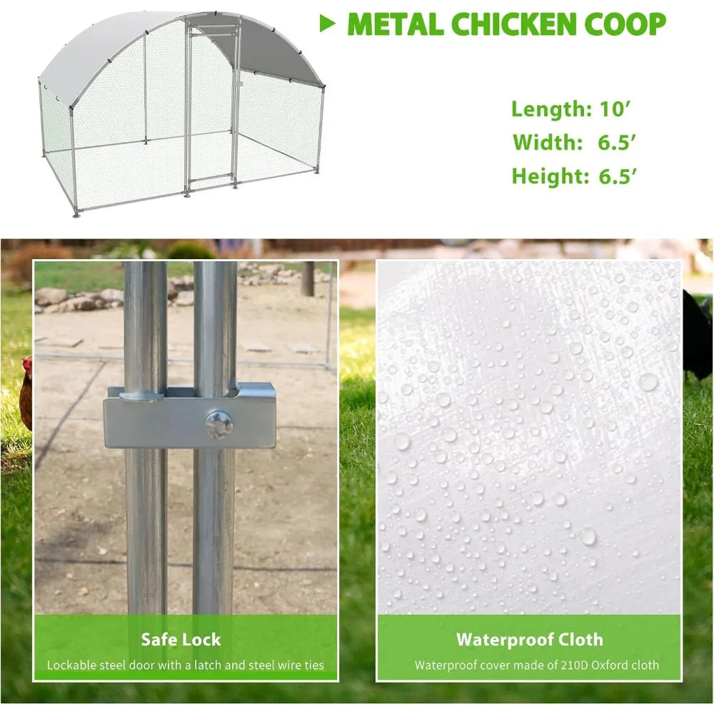 XMSJ Chicken Coop Walk In Metal Poultry Cage Outdoor Run