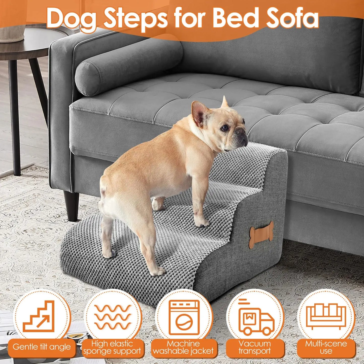 Ladder Dogs Pets Bone Handle Puppys Stairs Beside Sofa Bed Ramp for Dogs Protecting Pets Joint Safety Stairs for Elderly Dogs