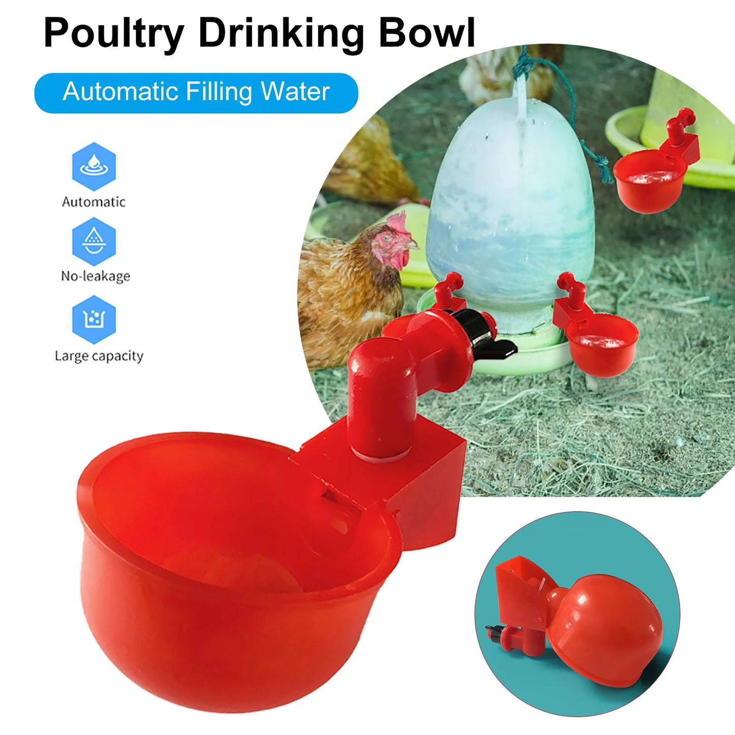 APWIKOGER Automatic Chicken Drinking Cup Waterer for Poultry