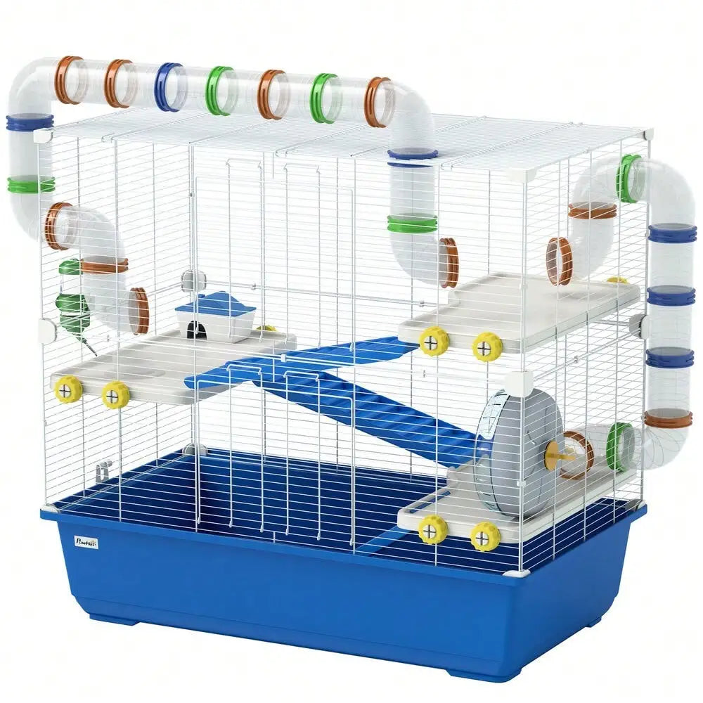 Hamster Cage, 4 Tier Rat Cage with Tunnel Tube System