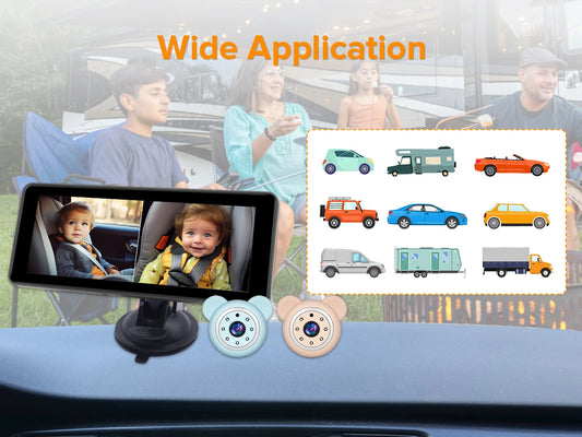 2 Car Camera Baby Monitor 6.86'' IPS Screen Dual Camera Bebe Car Mirror Video Monitor For Infants Kids Pets In Safe Driving