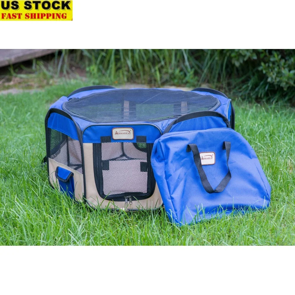 DUTRIEUX Portable Pet Playpen Zip Top Treat Pocket