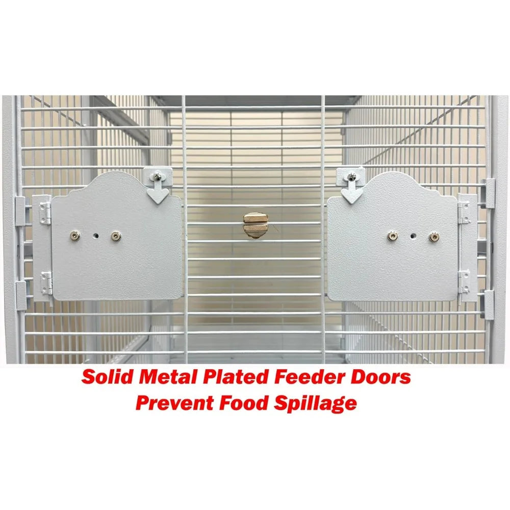 Wrought Iron Parrot Cage Rolling Bird Enclosure Durable