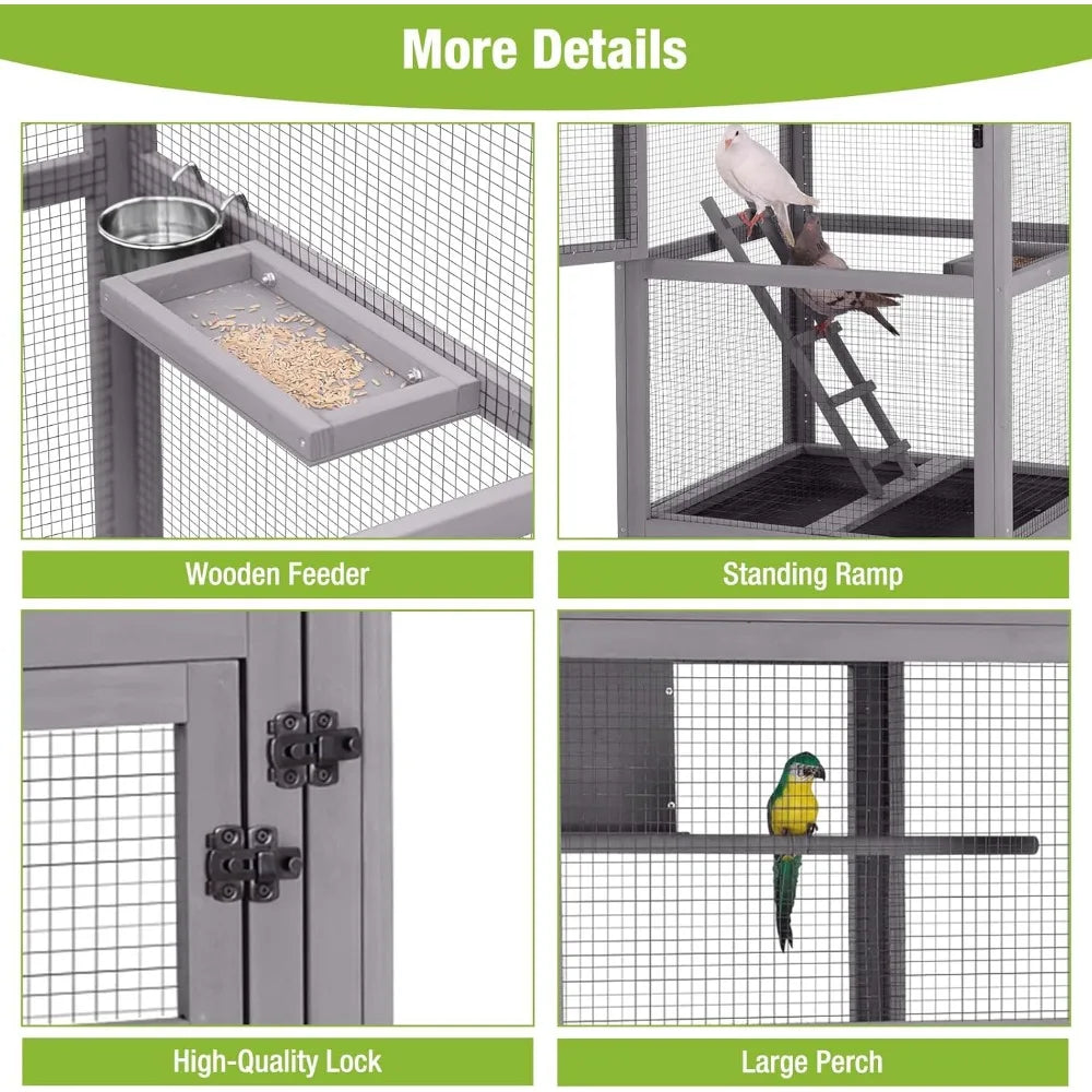 Gap Outdoor Wooden Parrot Aviary Cage With Four Casters