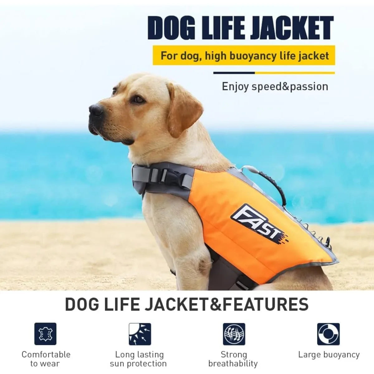 Dog Flotation Vest Adjustable Ripstop Polyester Life Jacket