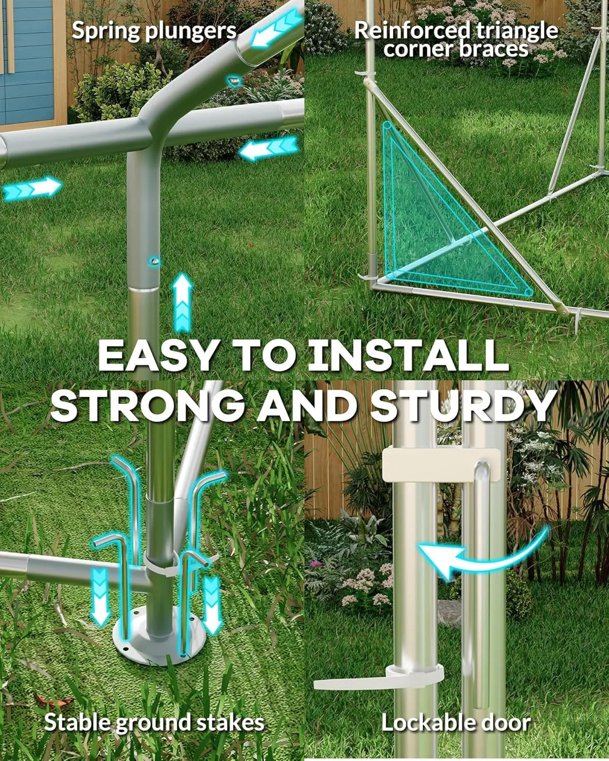 Twister.CK Metal Chicken Coop Walk In Poultry Cage UV Cover