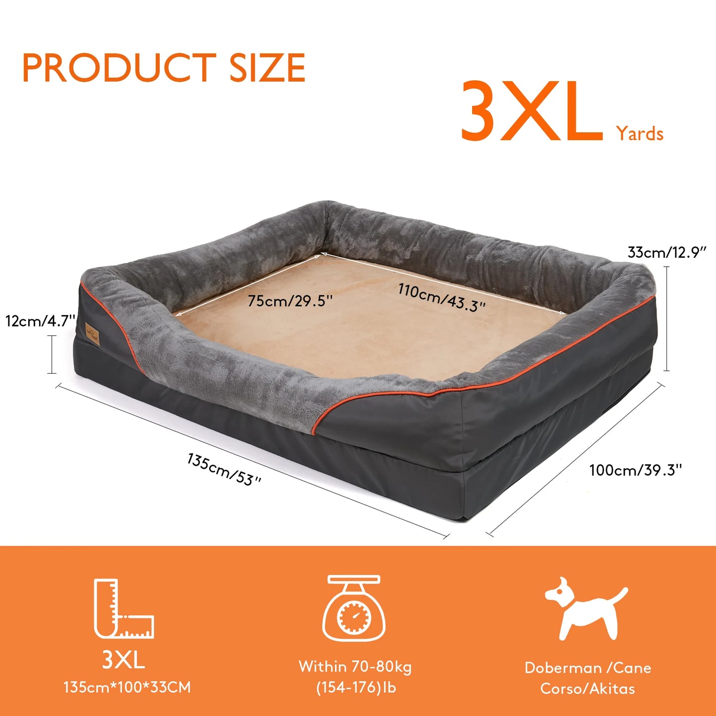 Bingopaw Orthopedic Memory Foam Dog Bed With Bolstered Sides