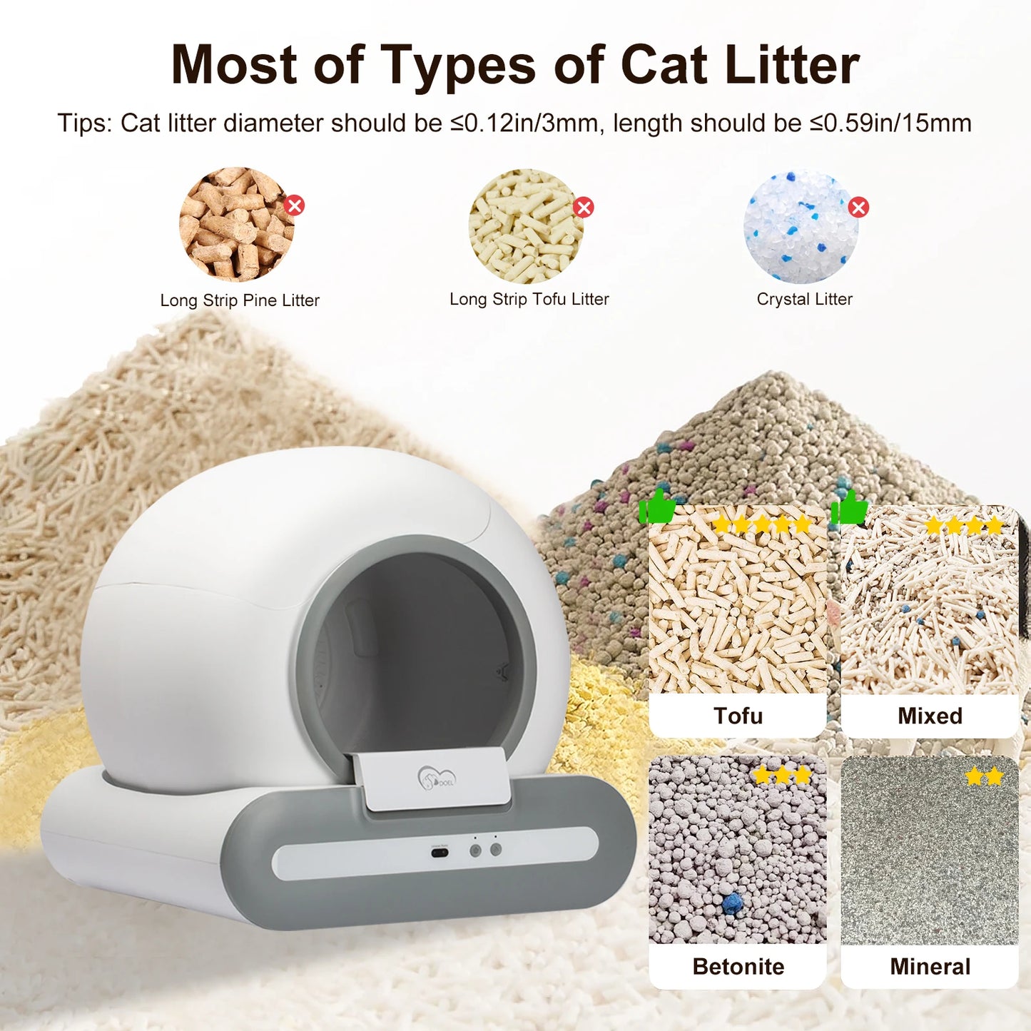 DOEL Self Cleaning Cat Litter Box App Control 2 4G WiFi