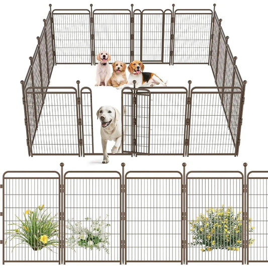MKDKH Dog Playpen 16 Panel Indoor Outdoor Exercise Yard