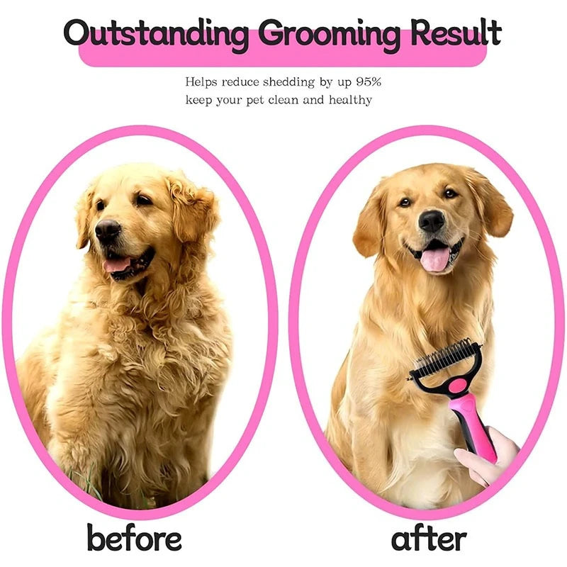 Deshedding Pet Brush Cat Comb Self Cleaning Grooming Tool