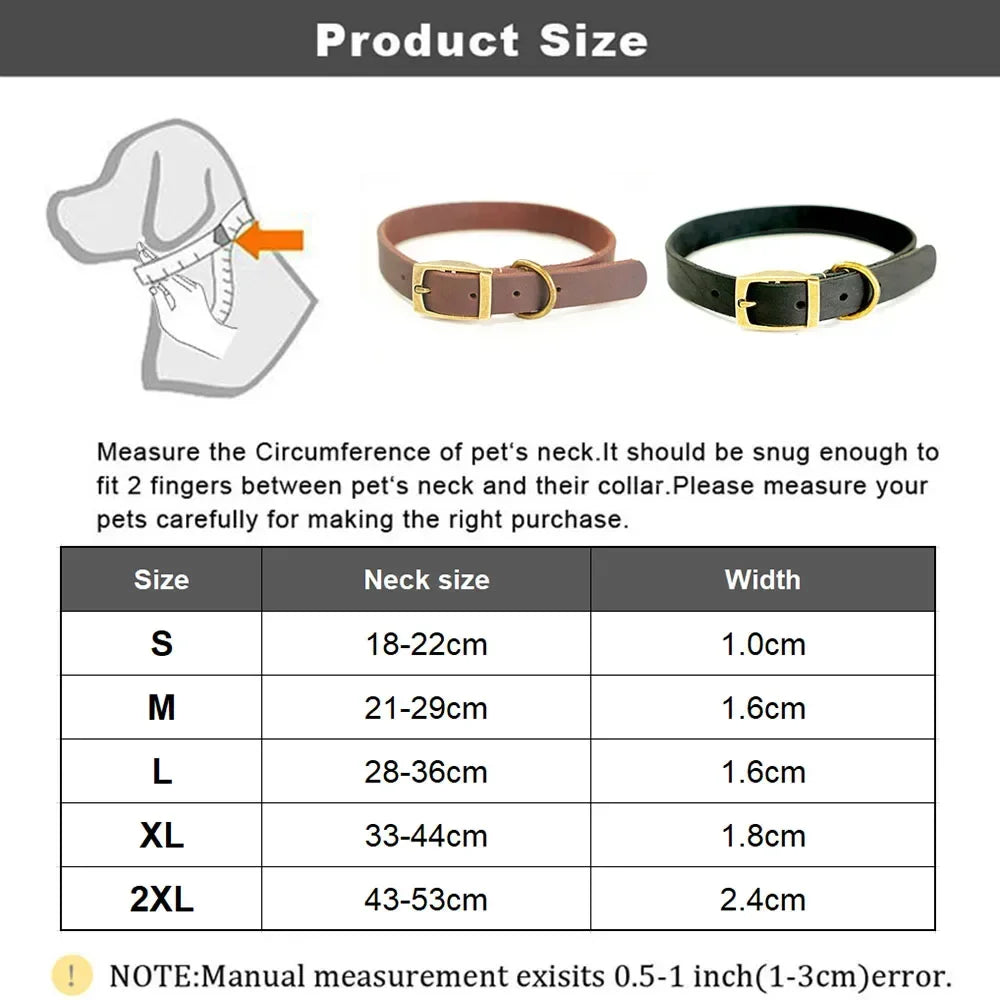 Leather Dog Collar With Heavy Duty Hardware Full Grain Cowhide