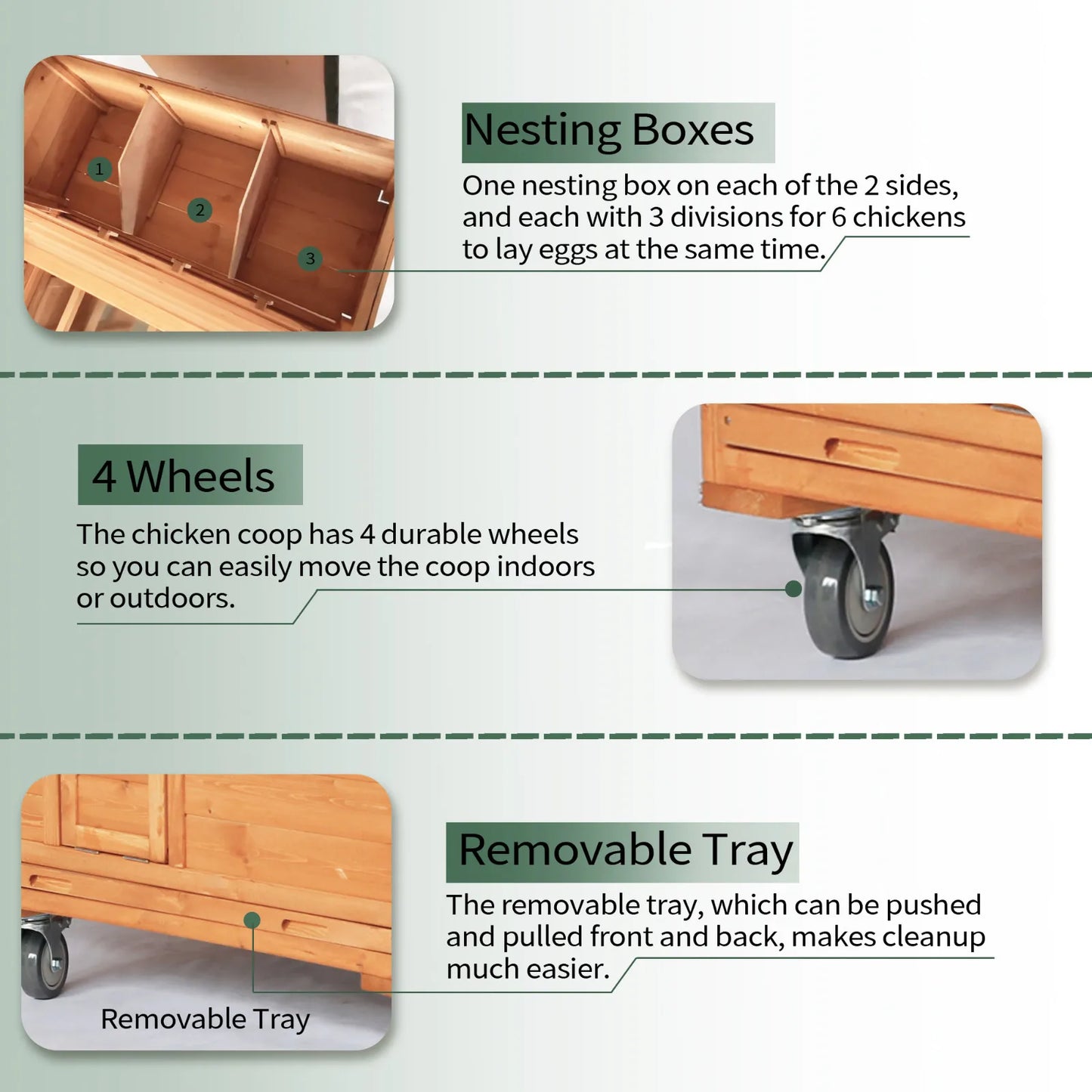 Mobile Chicken Coop With 6 Nesting Boxes And 4 Wheels