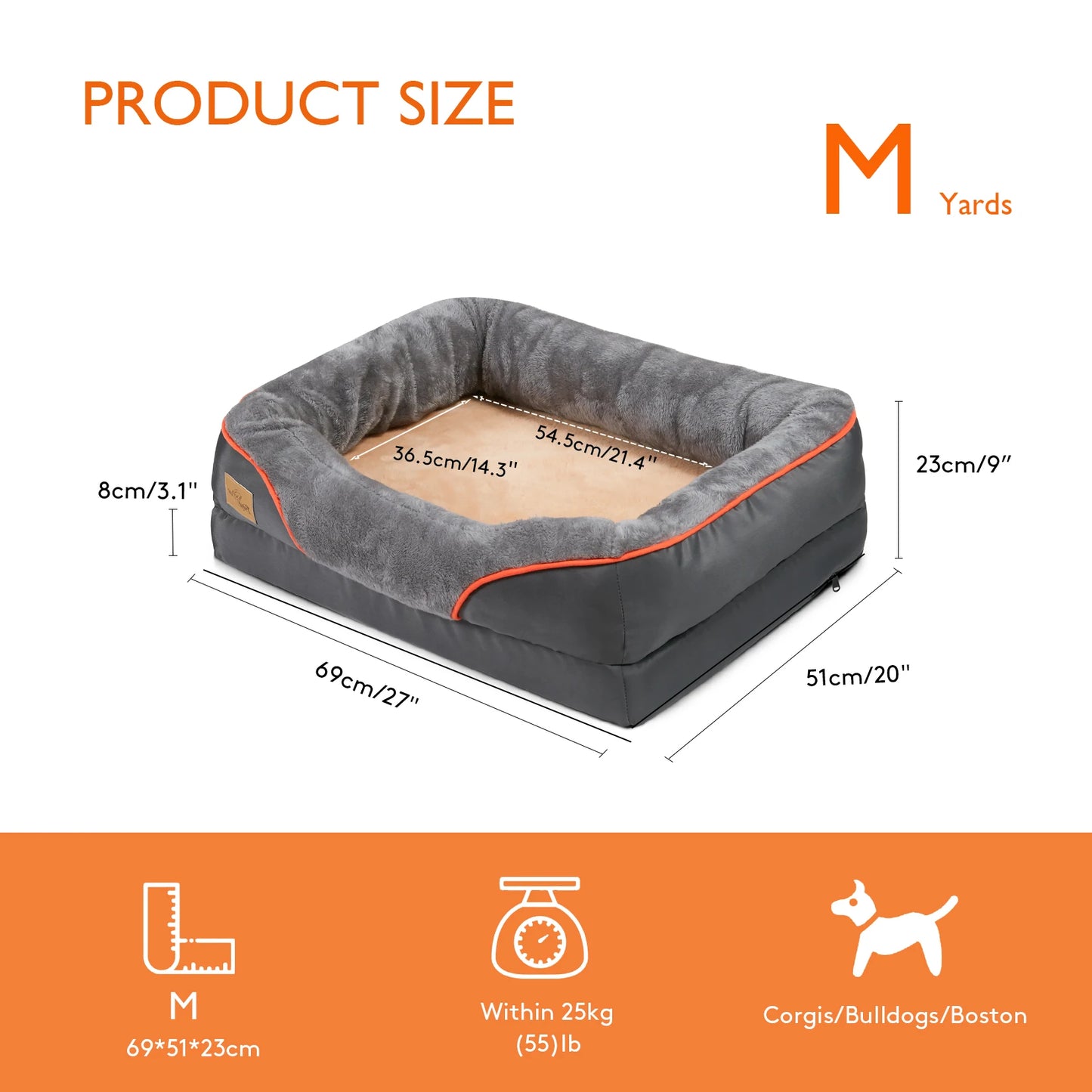 Bingopaw Orthopedic Memory Foam Dog Bed With Bolstered Sides