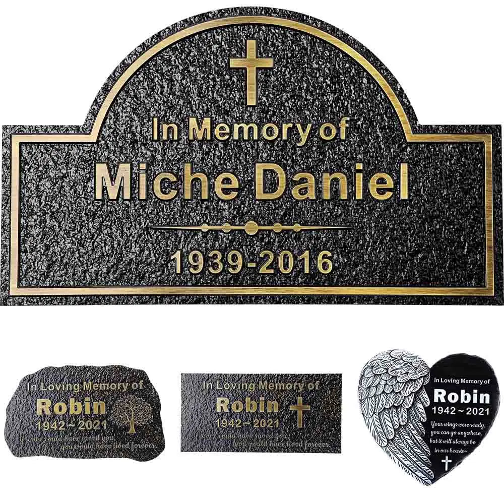 BILEEDA Personalized Memorial Plaque Engraved for Loved Ones Grave Marker