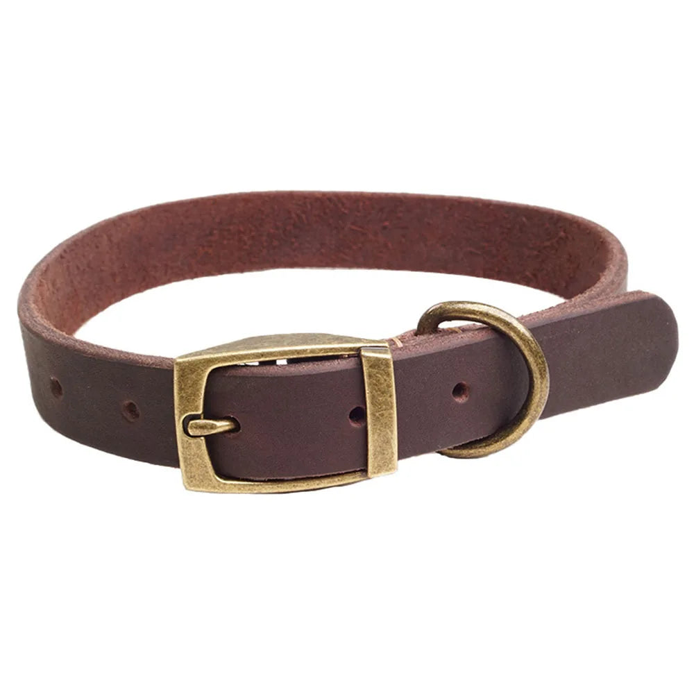 Leather Dog Collar With Heavy Duty Hardware Full Grain Cowhide