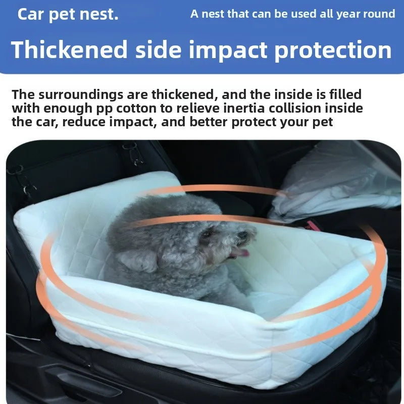 Pet Car Seat for Dogs Cat Travel Safety Bed Small Medium Pets Backseat Sofa with Clip-on Safety Belt Waterproof Basket Protector